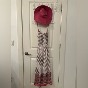 Gap XS pink and White Patterned Maxi Dress with a matching hat